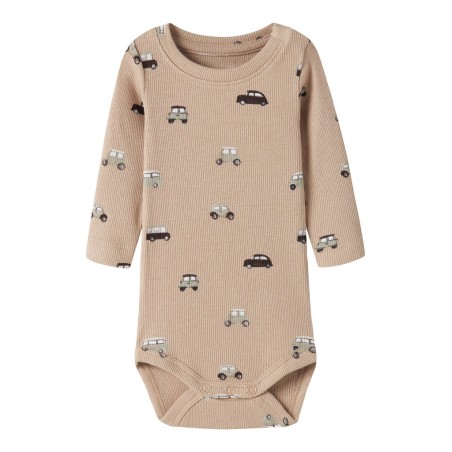 NAME IT BABY Ottoman langærmet body - Sesame