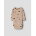 NAME IT BABY Ottoman langærmet body - Sesame