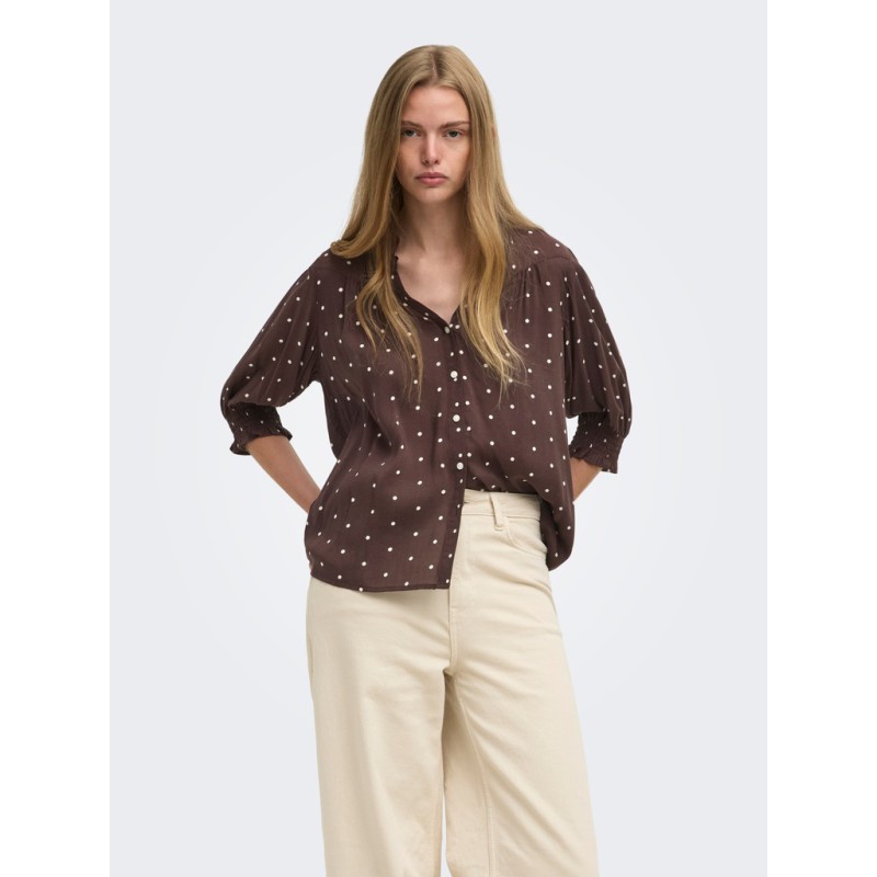 ONLY Raya bluse - Deep Mahogany / DOTS
