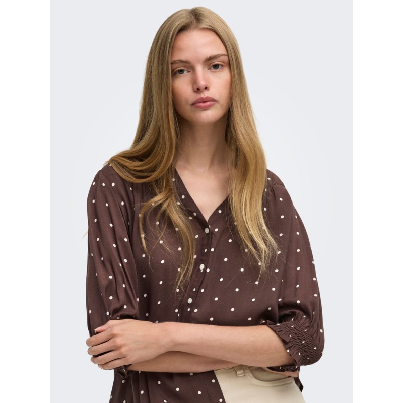 ONLY Raya bluse - Deep Mahogany / DOTS