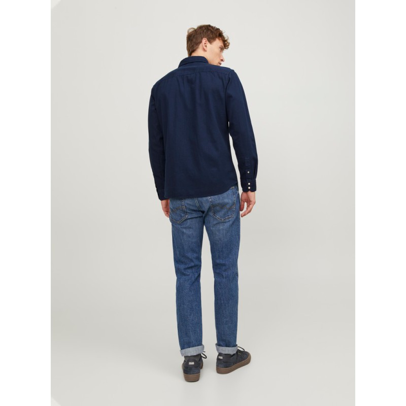 JACK & JONES Sheridan langærmet skjorte - Dark Navy / SLIM