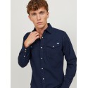 JACK & JONES Sheridan langærmet skjorte - Dark Navy / SLIM