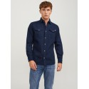 JACK & JONES Sheridan langærmet skjorte - Dark Navy / SLIM