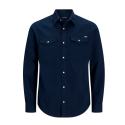 JACK & JONES Sheridan langærmet skjorte - Dark Navy / SLIM