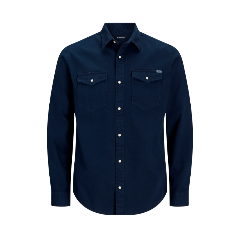 JACK & JONES Sheridan langærmet skjorte - Dark Navy / SLIM