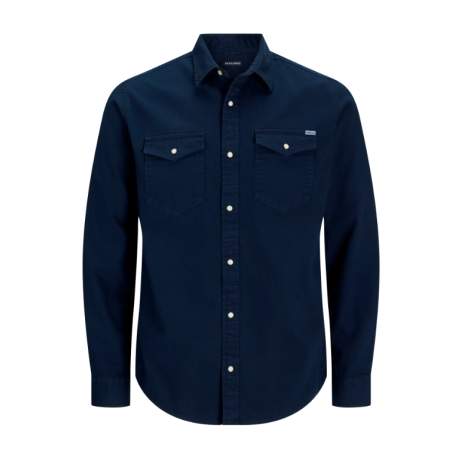 JACK & JONES Sheridan langærmet skjorte - Dark Navy / SLIM