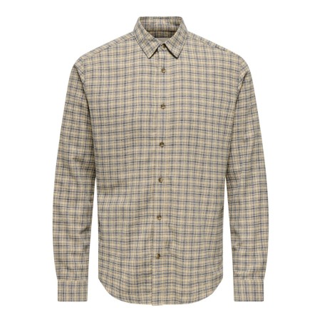 ONLY & SONS Gudmund langærmet skjorte - Chinchilla / BLUE NIGHTS