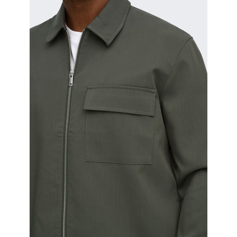 ONLY & SONS Will zip overshirt - Beluga
