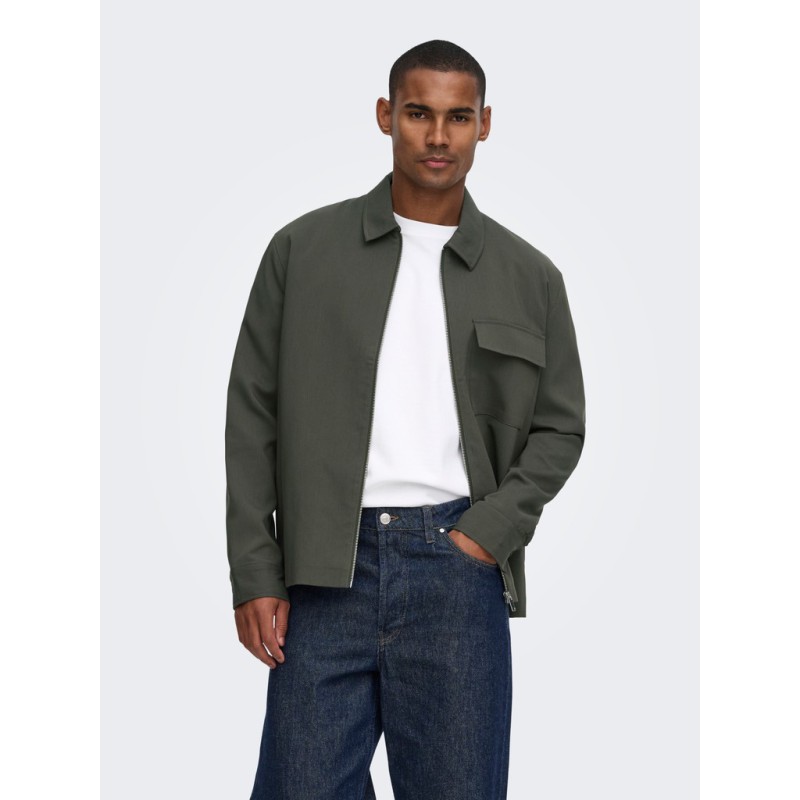 ONLY & SONS Will zip overshirt - Beluga