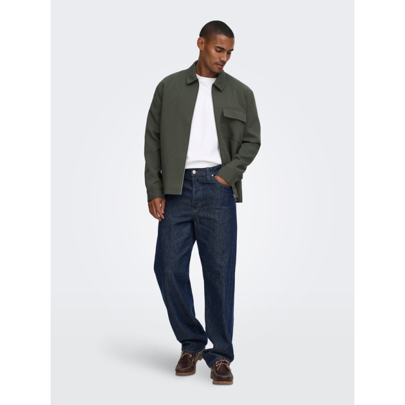 ONLY & SONS Will zip overshirt - Beluga