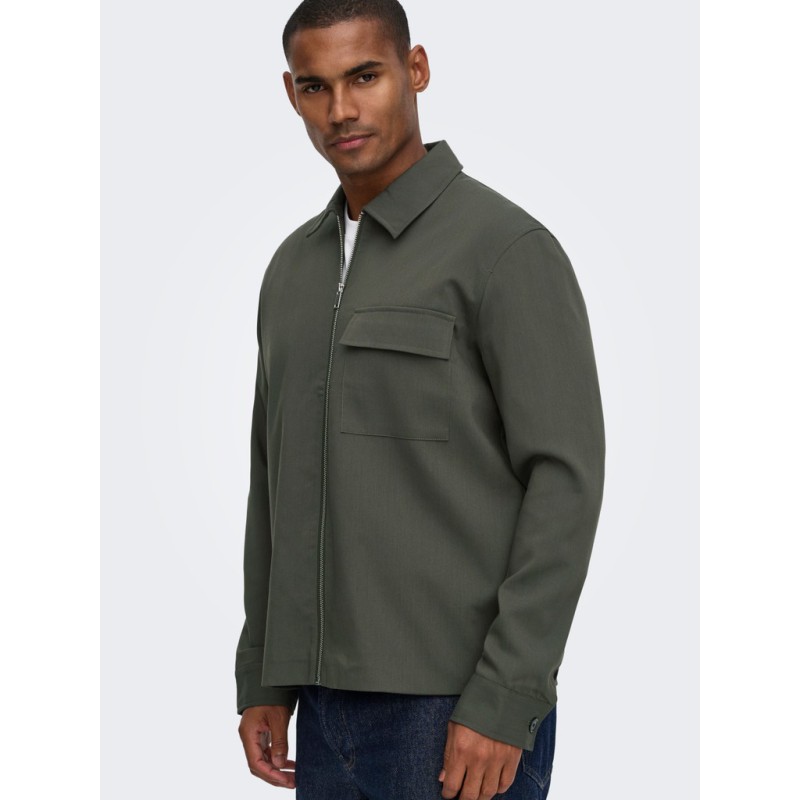 ONLY & SONS Will zip overshirt - Beluga