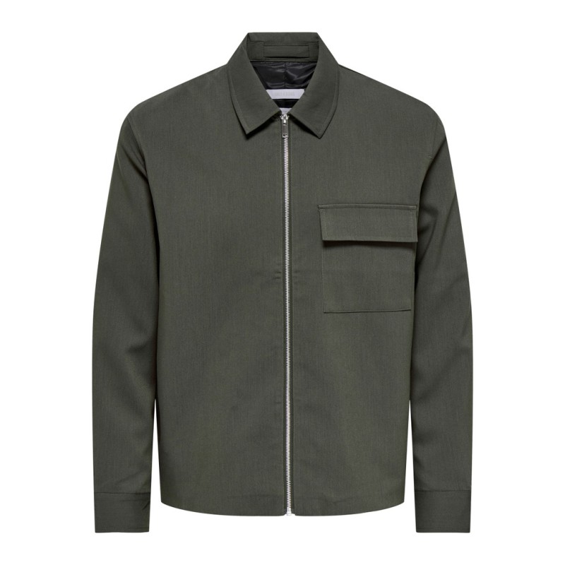 ONLY & SONS Will zip overshirt - Beluga