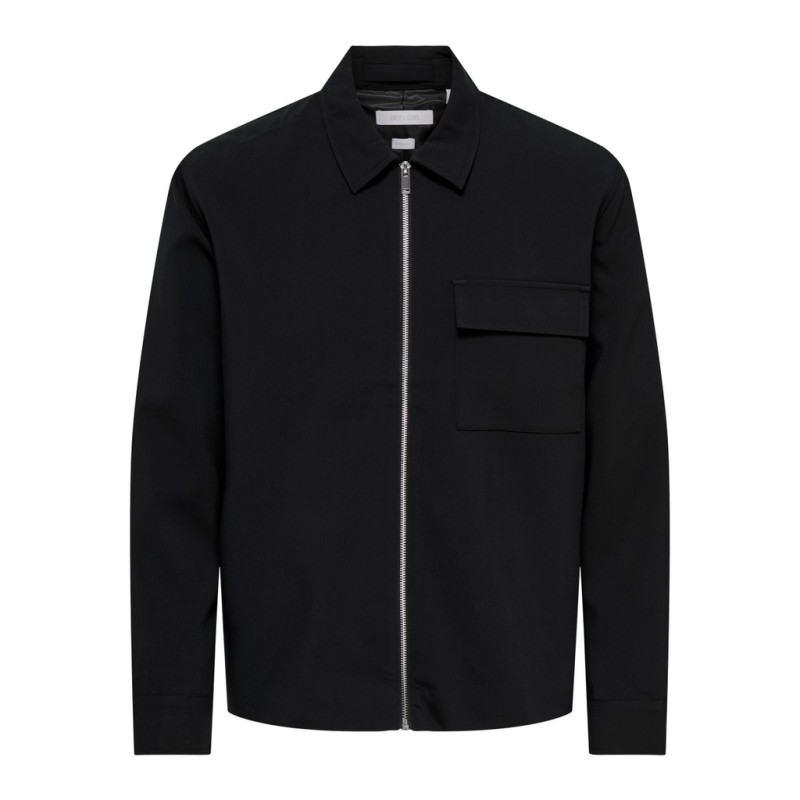 ONLY & SONS Will zip overshirt - Jet Black