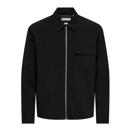 ONLY & SONS Will zip overshirt - Jet Black