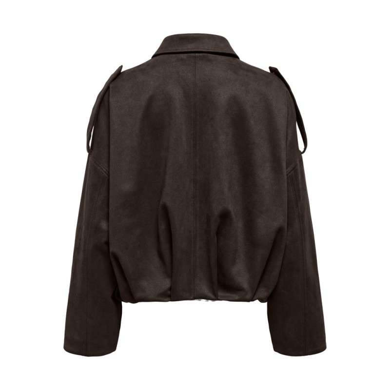 ONLY Moon-Stina faux læder bomber Jakke - Chocolate Torte