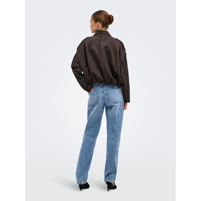 ONLY Moon-Stina faux læder bomber Jakke - Chocolate Torte