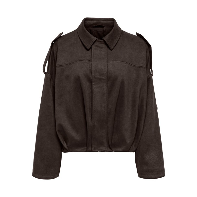 ONLY Moon-Stina faux læder bomber Jakke - Chocolate Torte