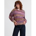 JJXX Simone striktrøje - Cabernet Stripes / MULTI SPACE DYE