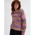 JJXX Simone striktrøje - Cabernet Stripes / MULTI SPACE DYE