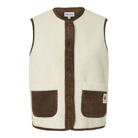 PIECES Anastacia teddy vest - Birch / WREN