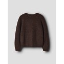 NAME IT KIDS Rifey langærmet strikcardigan - Chocolate Plum