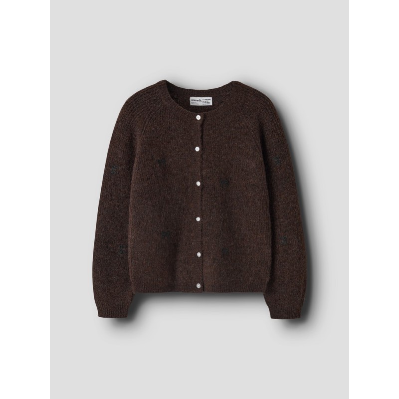 NAME IT KIDS Rifey langærmet strikcardigan - Chocolate Plum