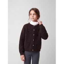 NAME IT KIDS Rifey langærmet strikcardigan - Chocolate Plum
