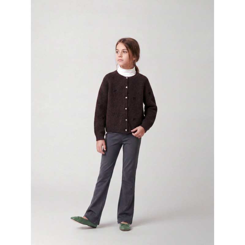 NAME IT KIDS Rifey langærmet strikcardigan - Chocolate Plum