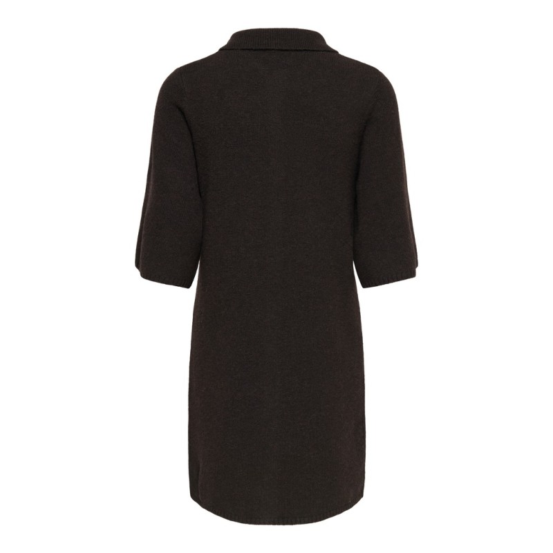 ONLY Alivia strikkjole - Coffee Bean / Button / Melange