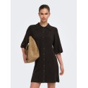 ONLY Alivia strikkjole - Coffee Bean / Button / Melange