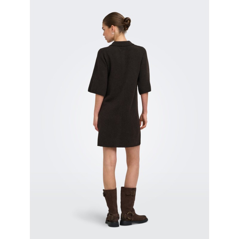 ONLY Alivia strikkjole - Coffee Bean / Button / Melange