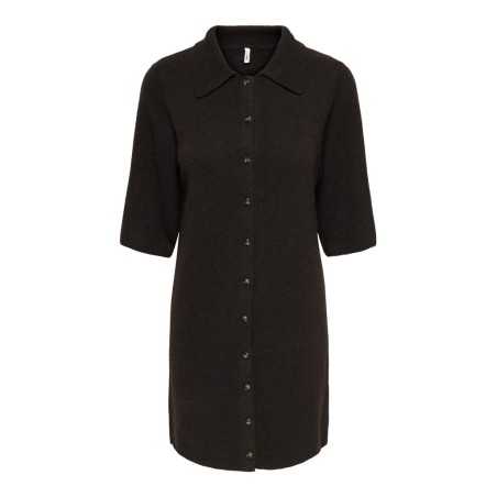 ONLY Alivia strikkjole - Coffee Bean / Button / Melange