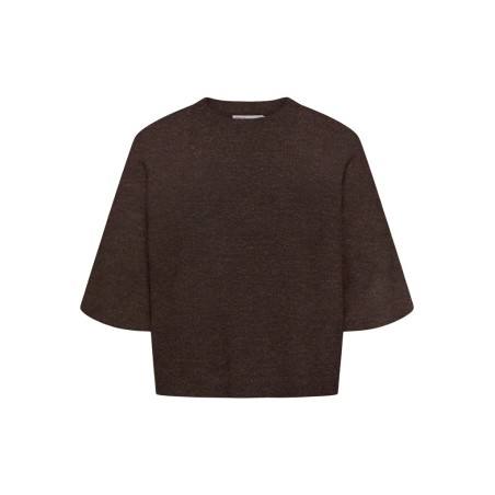 ONLY CARMAKOMA Simoni 3/4 strik pullover - Coffee Bean / MELANGE
