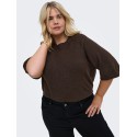 ONLY CARMAKOMA Simoni 3/4 strik pullover - Coffee Bean / MELANGE