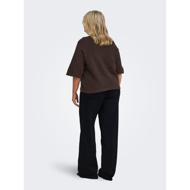 ONLY CARMAKOMA Simoni 3/4 strik pullover - Coffee Bean / MELANGE