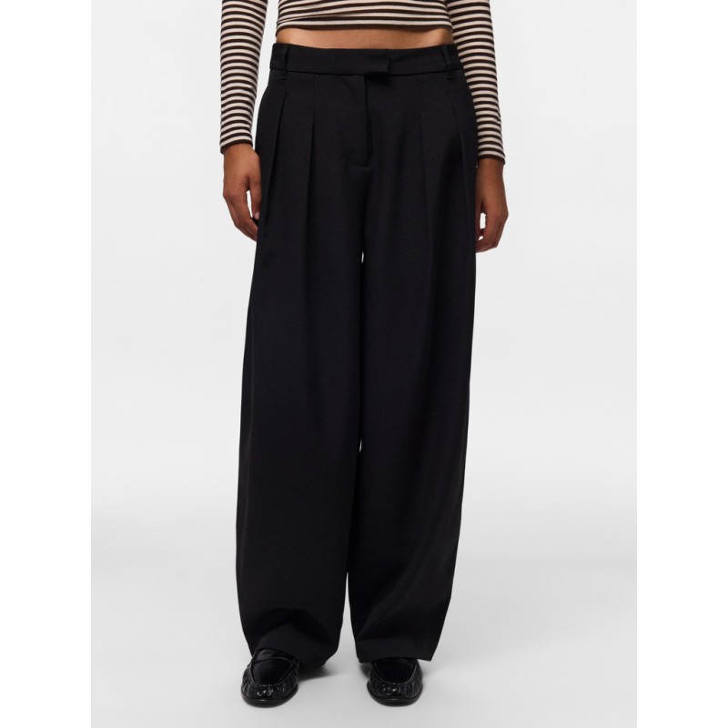 PIECES Olivia mid waist barrel bukser - Black