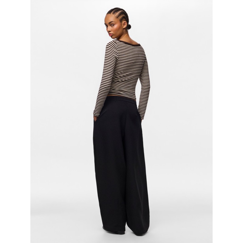 PIECES Olivia mid waist barrel bukser - Black