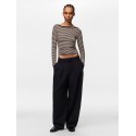 PIECES Olivia mid waist barrel bukser - Black