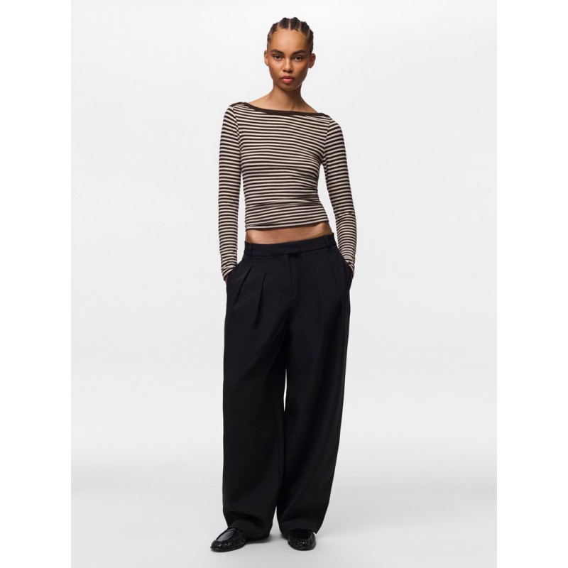 PIECES Olivia mid waist barrel bukser - Black