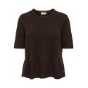 JDY Brilliant life peplum kortærmet strikbluse - Coffee Bean / MELANGE