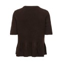 JDY Brilliant life peplum kortærmet strikbluse - Coffee Bean / MELANGE