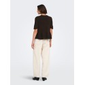 JDY Brilliant life peplum kortærmet strikbluse - Coffee Bean / MELANGE