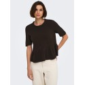 JDY Brilliant life peplum kortærmet strikbluse - Coffee Bean / MELANGE