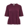 JDY Brilliant life peplum kortærmet strikbluse - Windsor Wine / MELANGE