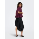 JDY Brilliant life peplum kortærmet strikbluse - Windsor Wine / MELANGE