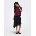 JDY Brilliant life peplum kortærmet strikbluse - Windsor Wine / MELANGE