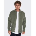 ONLY & SONS Michael langærmet fløjl skjorte - Castor Gray