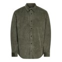 ONLY & SONS Michael langærmet fløjl skjorte - Castor Gray