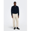 ONLY & SONS Michael langærmet fløjl skjorte - Dark Sapphire
