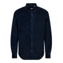 ONLY & SONS Michael langærmet fløjl skjorte - Dark Sapphire
